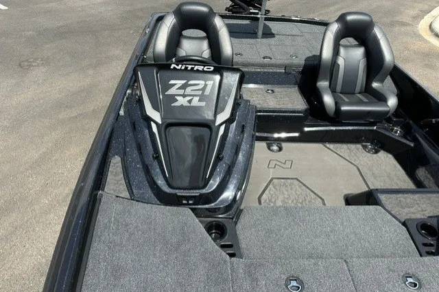 Slide: The Image of 2026 Nitro Z21 XL Pro boat interior with sleek seating and modern design. - 23