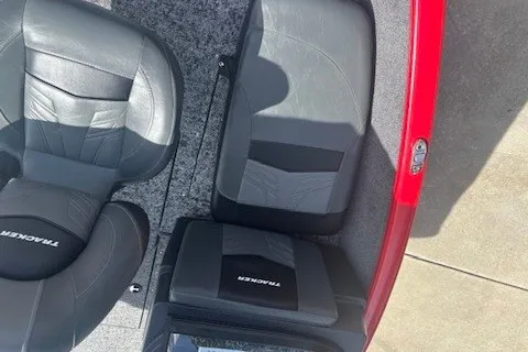 Slide: The Image of 2026 Tracker Pro Guide V-175 Combo boat seats, gray upholstery, red trim. - 13