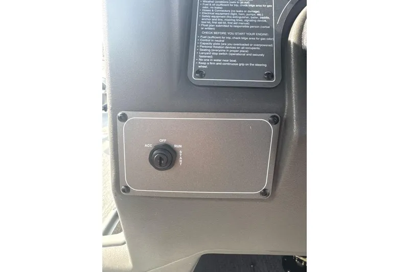 Slide: The Image of Dashboard ignition panel of 2026 Sun Tracker Bass Buggy 16 XL Select boat. - 15