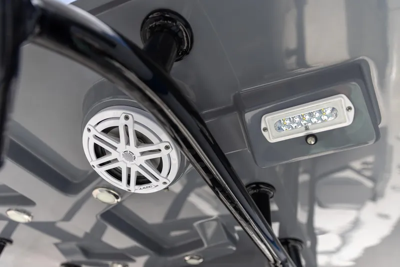 Slide: The Image of 2023 Crevalle 26 HCO boat speaker and LED light detail. - 11