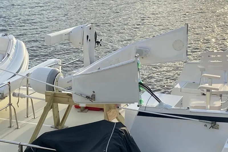 Slide: The Image of Kadey-Krogen 48 AE yacht deck with crane and tender, 2011 model. - 30