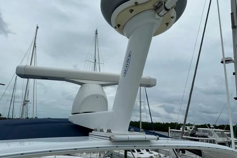 Slide: The Image of Radar equipment on 2011 Kadey-Krogen 48 AE yacht, with cloudy sky background. - 32
