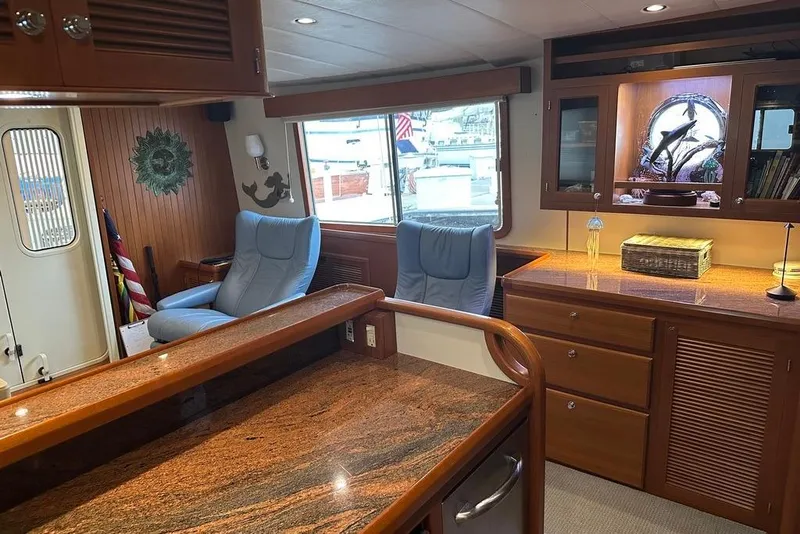 Slide: The Image of Luxurious interior of 2011 Kadey-Krogen 48 AE yacht with elegant wood finishes. - 47