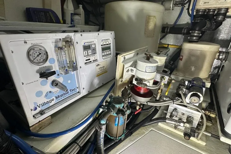 Slide: The Image of Engine room of 2011 Kadey-Krogen 48 AE with Village Marine Tec equipment. - 82