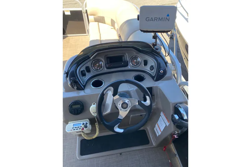 Slide: The Image of 2021 Sun Tracker Party Barge 22 DLX helm with Garmin navigation system. - 11