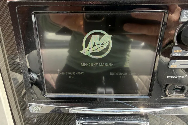 Slide: The Image of Mercury Marine display on 2017 Monte Carlo 420 showing engine hours for port and starboard. - 46