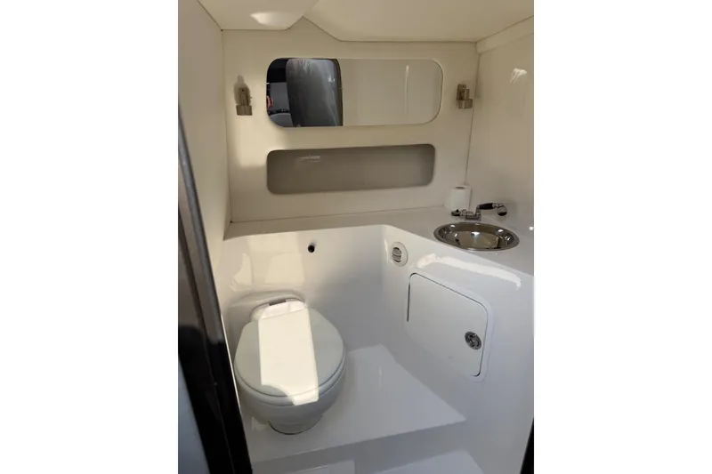 Slide: The Image of Luxurious bathroom interior of 2017 Monte Carlo 420 yacht, featuring modern fixtures. - 62
