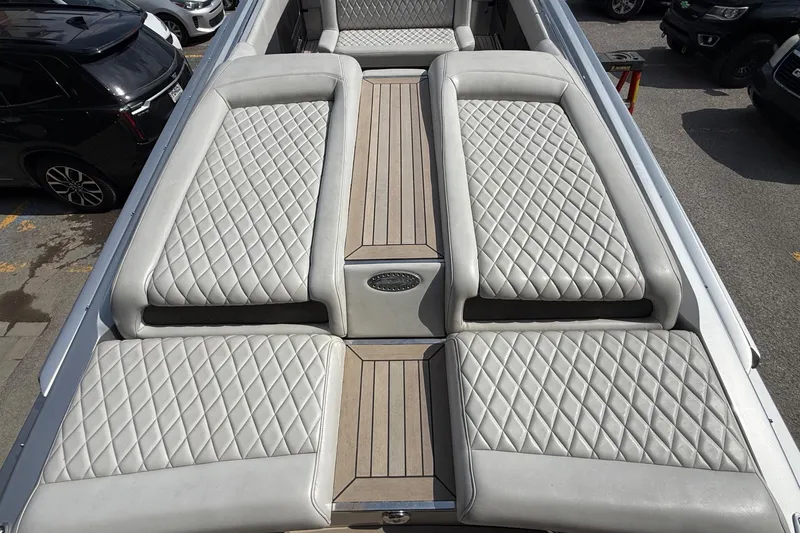 Slide: The Image of Luxurious Monte Carlo 420 boat interior with quilted seating, 2017 model. - 68