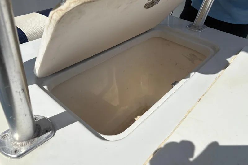 Slide: The Image of Open storage compartment on a 2018 Catamaran Coaches 38 Lightning boat. - 49