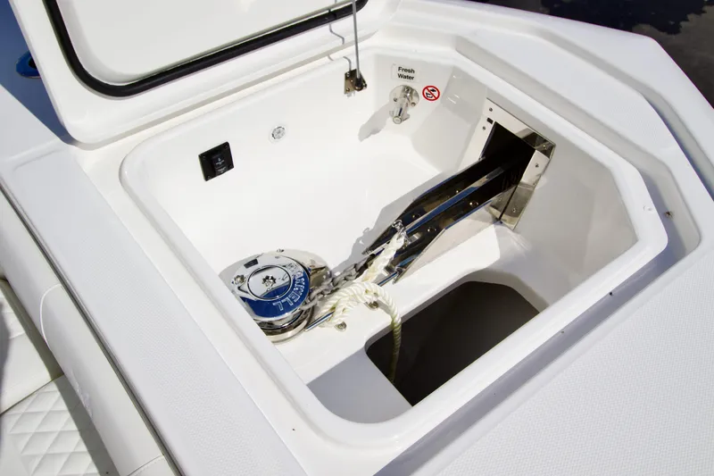 Slide: The Image of Anchor compartment of 2026 Regulator 35 boat with fresh water access. - 4