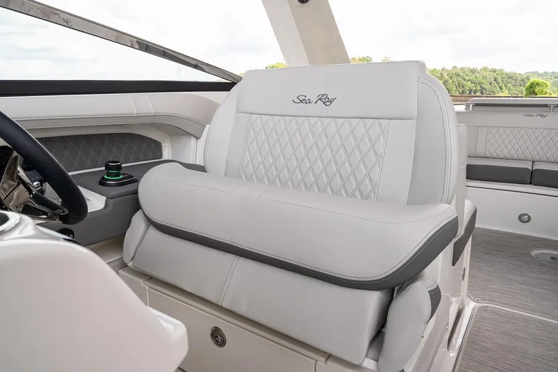 Slide: The Image of Manufacturer Provided Image: Luxurious seating on the 2022 Sea Ray SLX 310 OB boat. - 8
