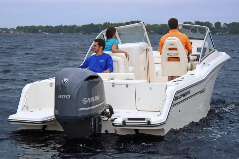 Slide: The Image of Manufacturer Provided Image: 2019 Grady-White Freedom 235 boat on water with Yamaha 300 engine. - 29