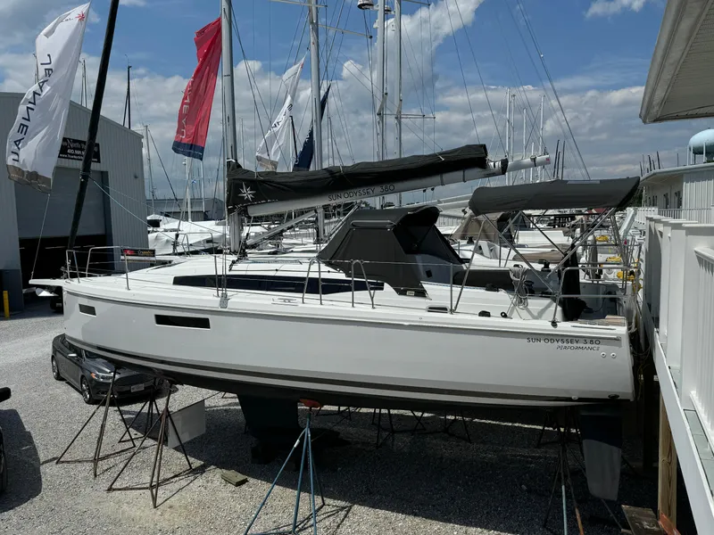The Image of 2023 Jeanneau Sun Odyssey 380 sailboat docked at marina. - 0