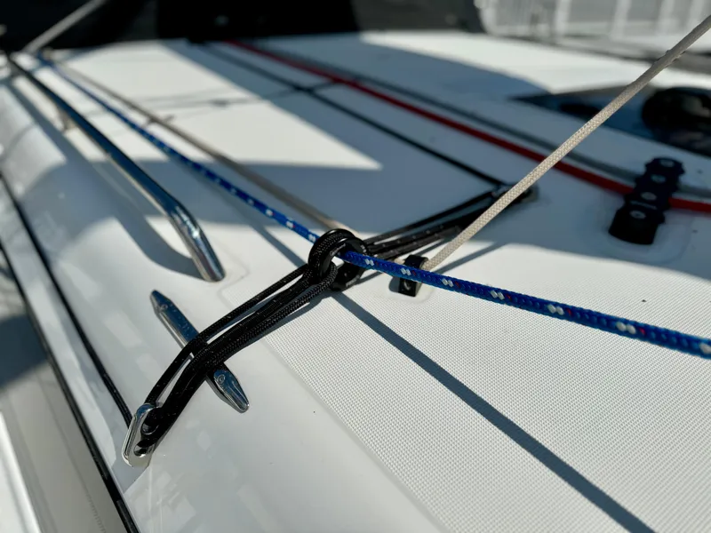 Slide: The Image of Close-up of rigging on Jeanneau Sun Odyssey 380, 2023 model. - 10