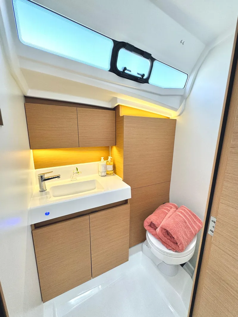 Slide: The Image of Modern bathroom of Jeanneau Sun Odyssey 380 yacht, year 2023. - 29
