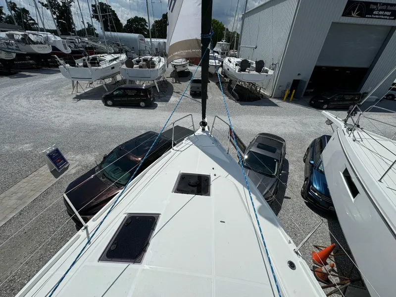 Slide: The Image of Jeanneau Sun Odyssey 380, 2023, parked at a boatyard. - 3