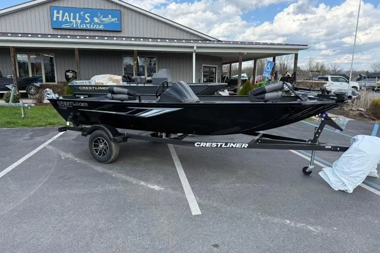 The Image of 2026 Crestliner 1700 Storm boat on trailer at Hall's Marine dealership. - 0