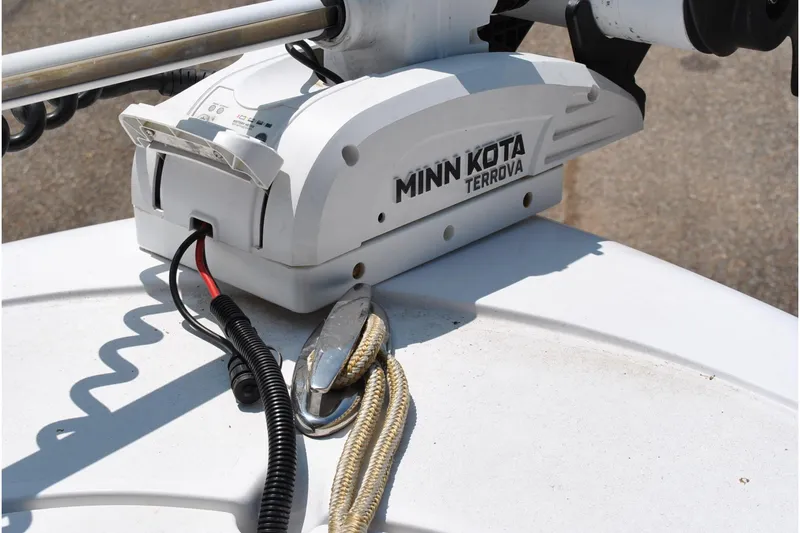 Slide: The Image of Minn Kota Terrova motor on 2020 Sportsman Open 232 Center Console boat. - 15