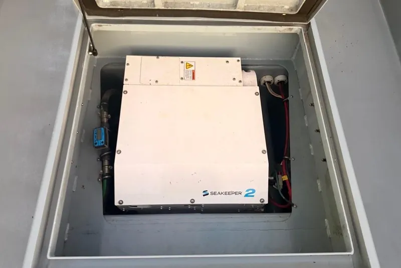 Slide: The Image of Seakeeper 2 gyroscopic stabilizer in 2019 Metal Shark 28 CC boat compartment. - 25