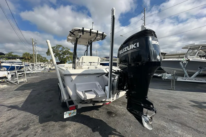 Slide: The Image of 2018 Sea Born FX25 Bay boat with Suzuki 300 engine, parked outdoors. - 3