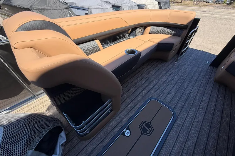 Slide: The Image of Luxurious seating on 2026 Harris Grand Mariner 250 SL pontoon boat with elegant design. - 32