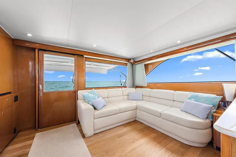 Slide: The Image of Luxurious interior of 1998 Viking 55 Convertible yacht with ocean view. - 3