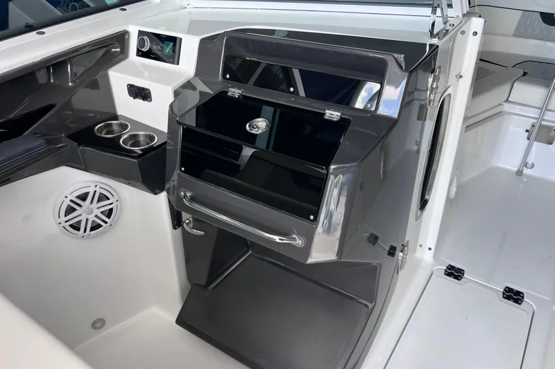 Slide: The Image of Interior of 2023 Blackfin 272 DC boat featuring sleek design and modern amenities. - 114