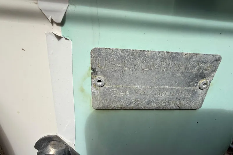 Slide: The Image of Close-up of a 2013 Sea Fox 286 Center Console boat identification plate. - 6