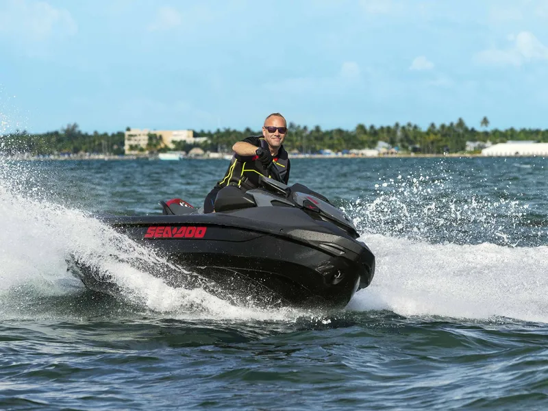 Slide: The Image of 2024 Sea-Doo GTR-X 300 iBR on water in action. - 7