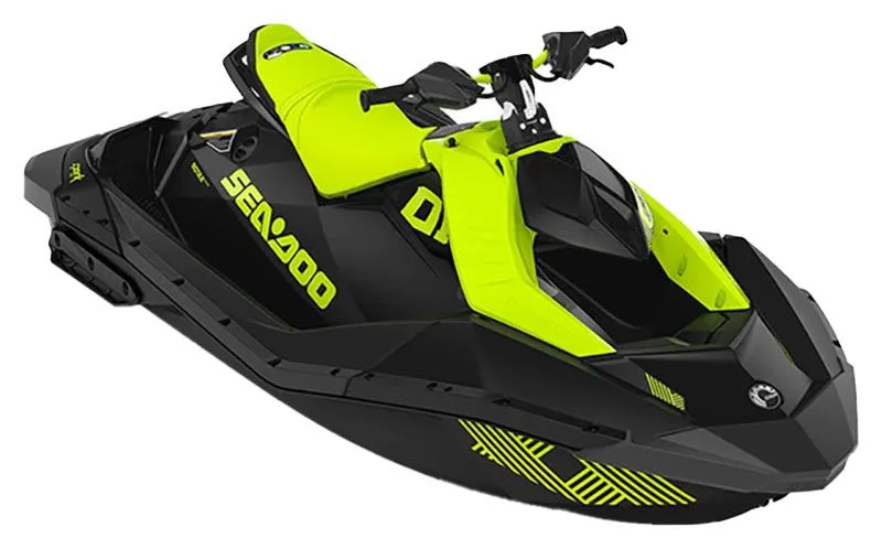The Image of 2023 Sea-Doo Spark Trixx 2 up iBR in black and neon yellow. - 1