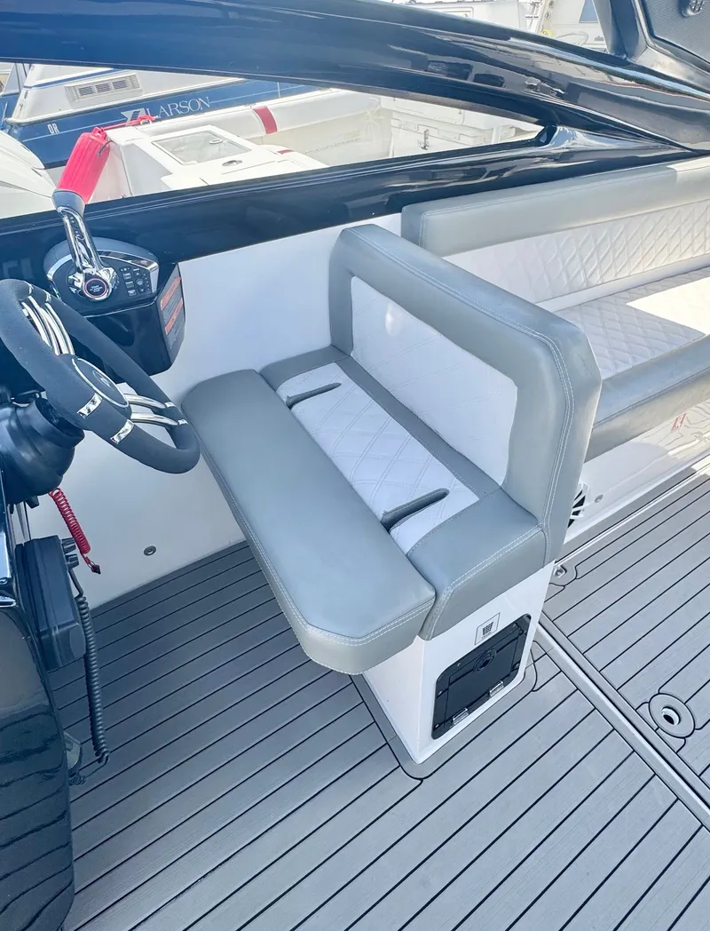 Slide: The Image of Interior of 2024 L'acqua Royale LR280 GRAN CABRIO with gray leather seating. - 26