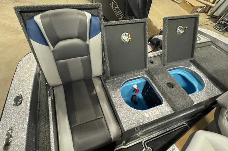Slide: The Image of 2026 Nitro ZV19 Sport Pro boat interior with seating and storage compartments. - 13