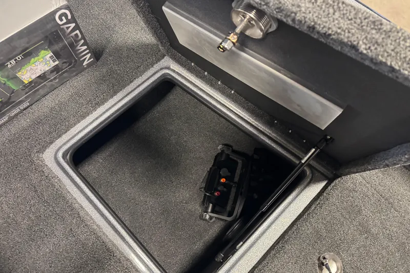 Slide: The Image of Storage compartment of 2026 Nitro ZV19 Sport Pro boat with Garmin electronics. - 17