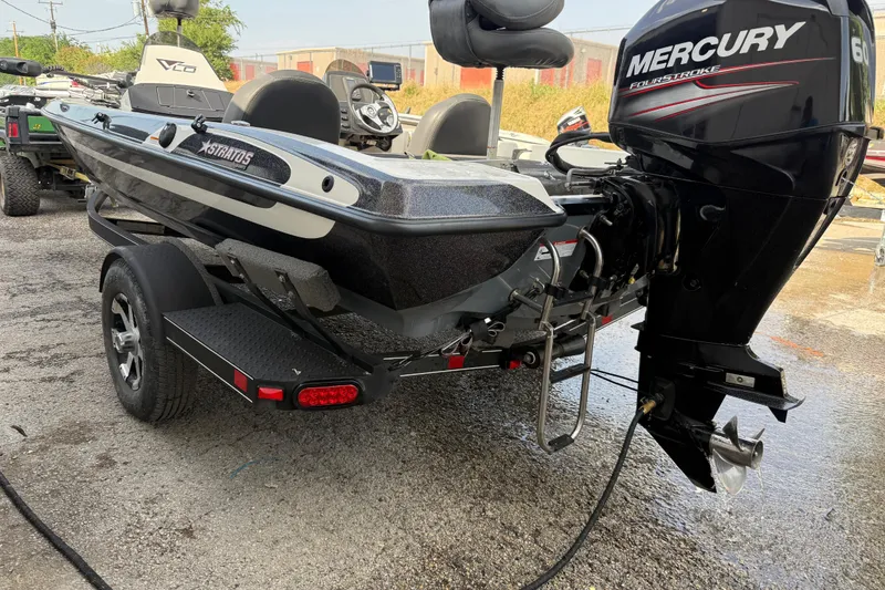 Slide: The Image of 2016 Stratos 176 VLO boat with Mercury 60 FourStroke engine on trailer. - 12