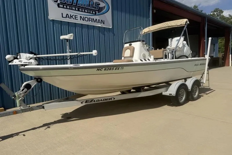 Slide: The Image of 2021 Sea Born FX21 Bay boat on trailer at Lake Norman dealership. - 3