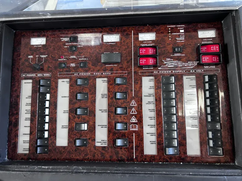 Slide: The Image of Electrical control panel of a 2006 Viking Princess 61 Flybridge yacht. - 38