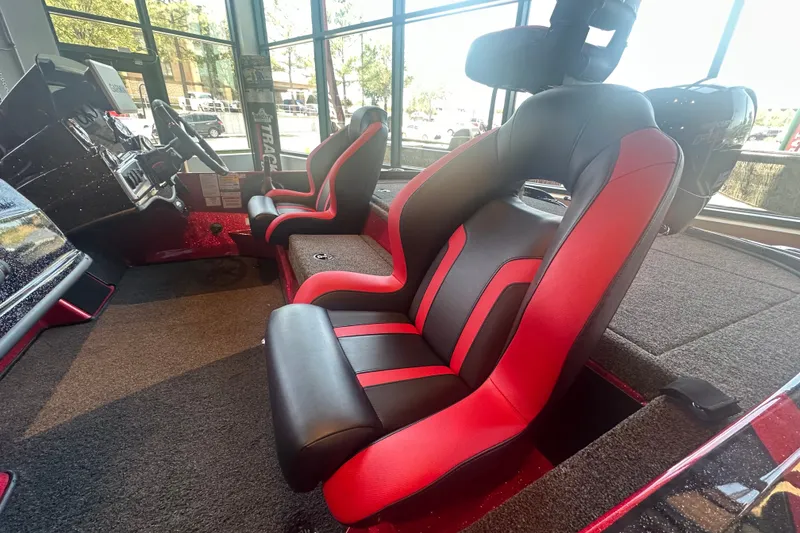 Slide: The Image of Interior of 2025 Nitro Z18 Pro boat with red and black seats. - 3
