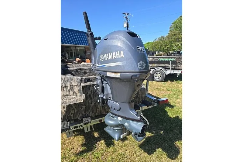 Slide: The Image of 2026 Havoc 1760 VJST boat with Yamaha 30HP outboard motor on trailer. - 4