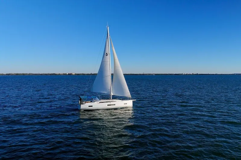 Slide: The Image of 2022 Beneteau Oceanis 40.1 sailing on open water under clear blue sky. - 124