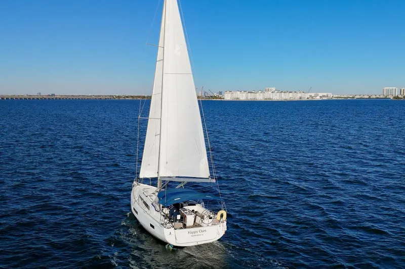 Slide: The Image of Sailing yacht Beneteau Oceanis 40.1, 2022 model, cruising on open water. - 139