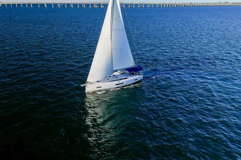 Slide: The Image of Sailing yacht Beneteau Oceanis 40.1, 2022 model, cruising on open water. - 141