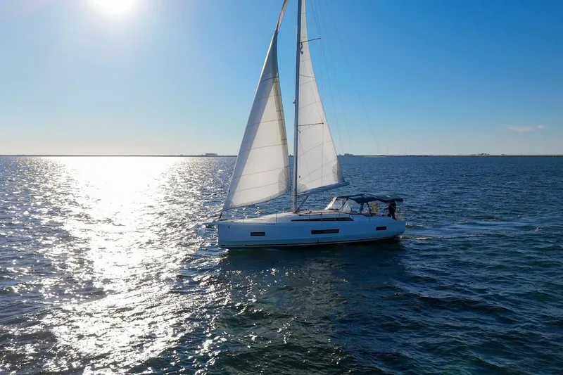 Slide: The Image of 2022 Beneteau Oceanis 40.1 sailing on open water under clear blue sky. - 155