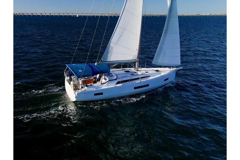 The Image of 2022 Beneteau Oceanis 40.1 sailing on open water with full sails. - 0