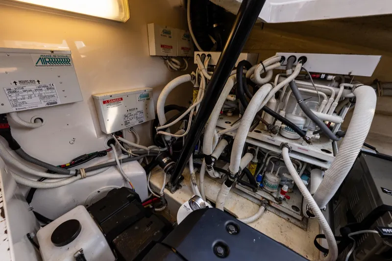 Slide: The Image of Engine room of 2006 Tiara Yachts 4000 Sovran with Marine Aire reverse cycle heat and air conditioning - - 60