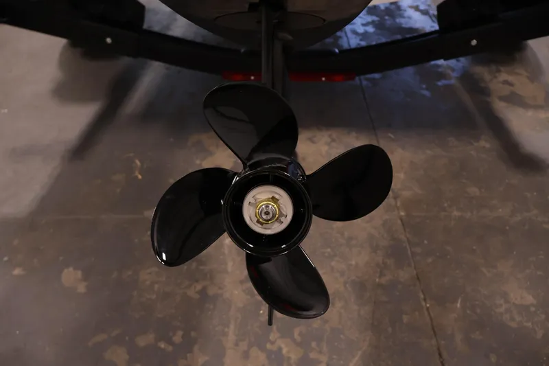 Slide: The Image of Propeller of 2026 Crestliner 1650 Kodiak SC boat on concrete floor. - 42