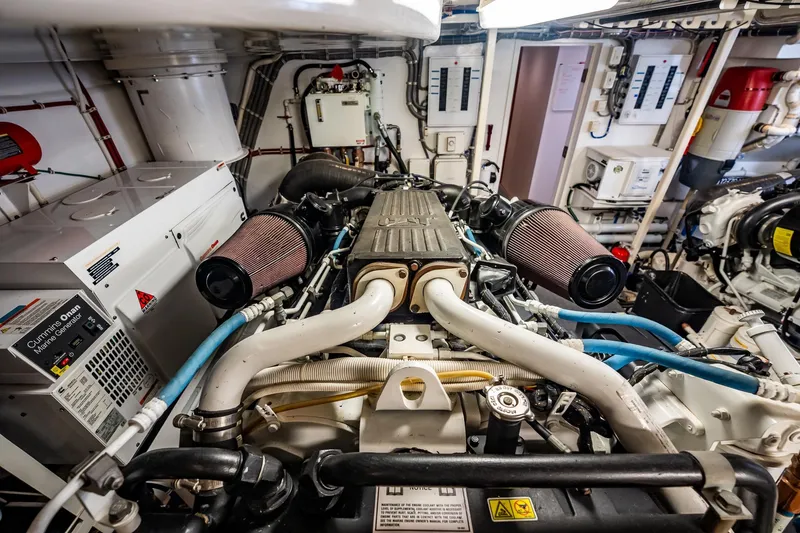 Slide: The Image of Engine room of 2012 Hatteras 80 Motor Yacht with Cummins Onan generator. - 176