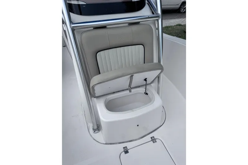 Slide: The Image of 2018 Sea Fox 206 Commander boat seat with storage compartment open. - 19