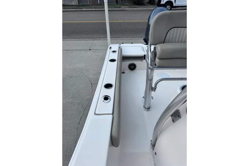 Slide: The Image of 2018 Sea Fox 206 Commander boat interior with seating and rod holders. - 21