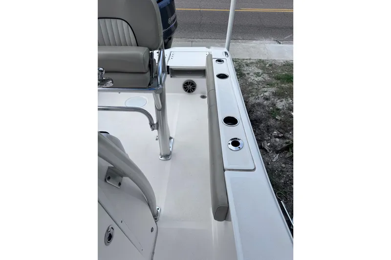 Slide: The Image of 2018 Sea Fox 206 Commander boat interior with seating and rod holders. - 23