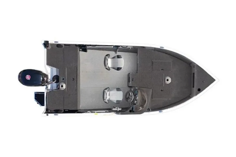 Slide: The Image of Top view of 2026 Crestliner 1650 Hawk SC fishing boat layout. - 48